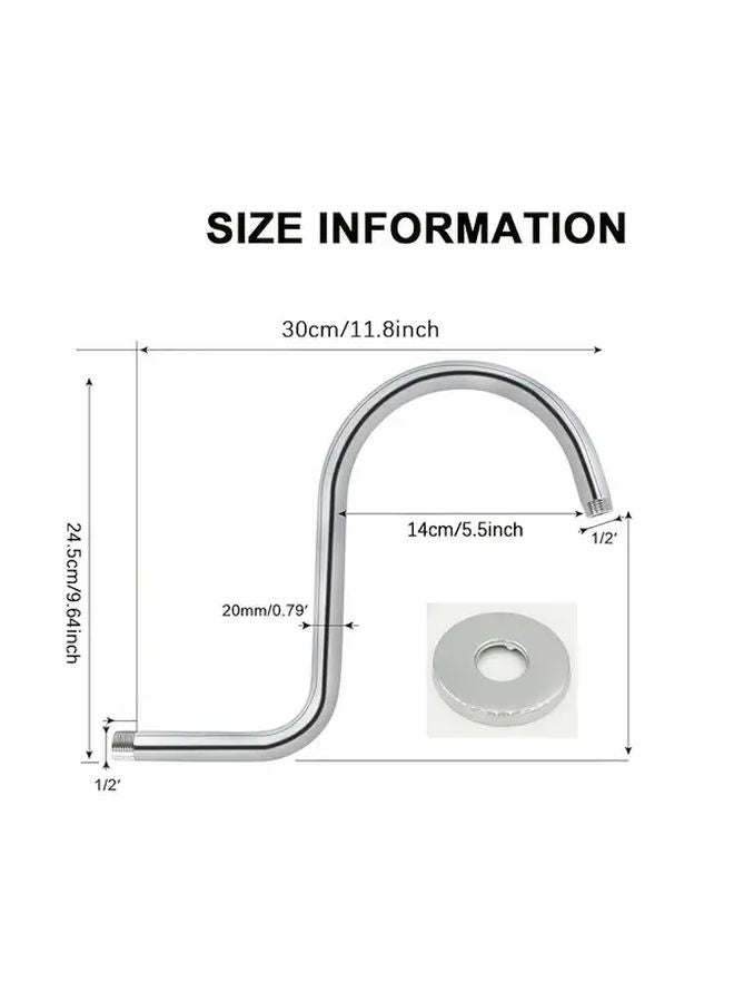 ذراع تمديد رأس دش أسود مرتفع على شكل حرف S مع شفة طول قابل للتعديل - Image 3